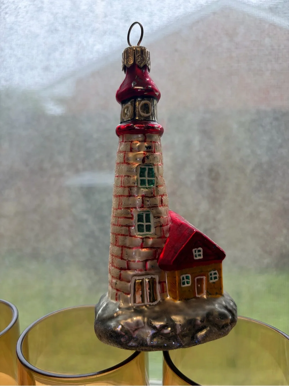 Vintage Lighthouse Ornament & Suncatcher Lot of 6 Enesco, Glass, Wood Coastal